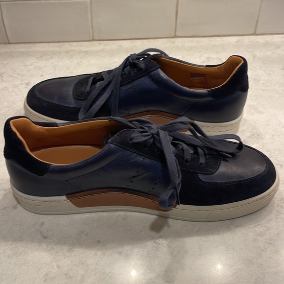 Magnanni Shoes, Navy Leather and Suede Sneakers, size 9 - Picture 5 of 10
